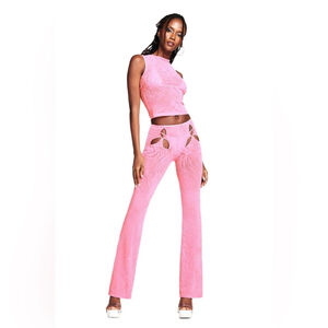 I AM GIA Amina Flare Pant Sheer in Pink Size M Hip Cutouts Stretchy GUC
